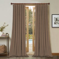 Draperie din catifea cu rejansa din bumbac tip fagure, Madison, 150x250 cm, densitate 700 g/ml, Coffee, 1 buc
