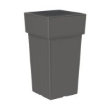 Ghiveci Patrat Gri Mat 26L, 27x27x49cm, Plastic, Inalt, Gradina, Flori