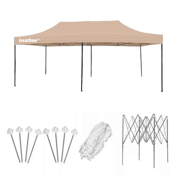 &Ouml;sszecsukhat&oacute; kerti pavilon 3x6 m b&eacute;zs