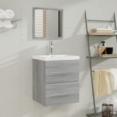 vidaXL Dulap de chiuveta cu bazin incorporat gri sonoma lemn prelucrat foto