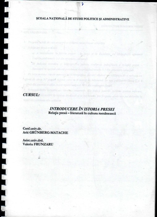 Introducere in istoria presei, Arie Grunberg