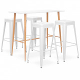 VidaXL Set mobilier de bar, 5 piese, alb