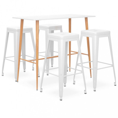 vidaXL Set mobilier de bar, 5 piese, alb foto