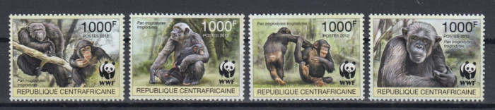 R. Centrafricana - Fauna WWF - CIMPANZEI - MNH - Michel = 16,00 Eur.