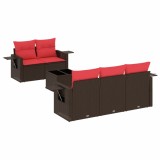Cumpara ieftin Set canapele de gradina cu 6 piese si perne, poliratan maro