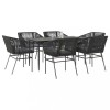 Gossi set de sufragerie de gradina 7 piese neagra sticla polirattan