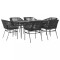 Gossi set de sufragerie de gradina 7 piese neagra sticla polirattan