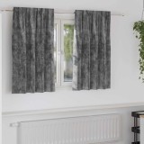Draperii din catifea 2 piese cu buzunare pentru baghetă Gri 140x140 cm