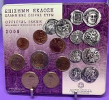 GRECIA 2008 - Set monetarie 1 cent-2 euro &bdquo;Monede antice ale Greciei&rdquo; BU, Europa