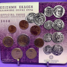 GRECIA 2008 - Set monetarie 1 cent-2 euro „Monede antice ale Greciei” BU