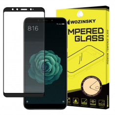 Folie Protectie Ecran WZK pentru Xiaomi Mi A2 (Mi 6X), Sticla securizata, Full Face, Full Glue, Neagra