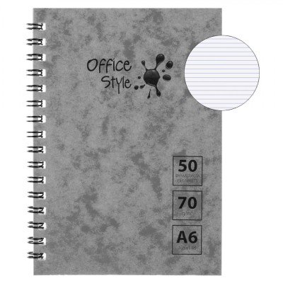 Caiețel Notițe, Office Style, Gri, Format A6, 50 File, Hartie de 70 g/mp, Copertă Moale, Spirala foto