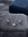 Cumpara ieftin Set Bijuterii din Argint 925 , zSpring Daisy, - Colier E i Cercei Florali cu Zirconiu