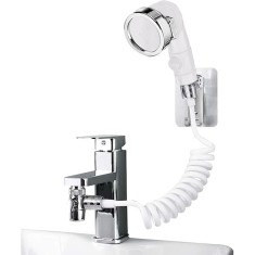Extensie tip dus cu para pentru robinetul de Chiuveta sau Dus Gadgetry, Suport de perete, Furtun flexibil, Aerator pentru Robinet - Alb