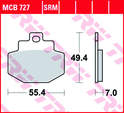 Set placute frana TRW MCB727 - Gilera Runner VX - VXR 125-200cc - Piaggio DNA - Super Hexagon 50-250cc - Vespa Granturismo - GTS 125-250cc