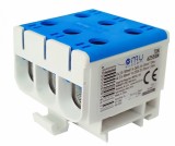 Clema terminala conexiune 1 pol albastra Cu-Al 6 gauri 2.5-50mm &sup2;, , , , , , , montare pe sina DIN 35mm 220A (Al) 245A ( Cu) cu surub imbus, Omu System