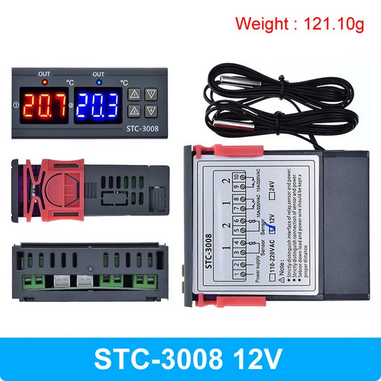 termostat digital dublu afisaj lcd releu sonda 220v Dual Digital STC-3008