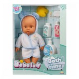 Papusa bebelus, Bebelou, Dollz n More, Timpul pentru baita, 35 cm, albastru