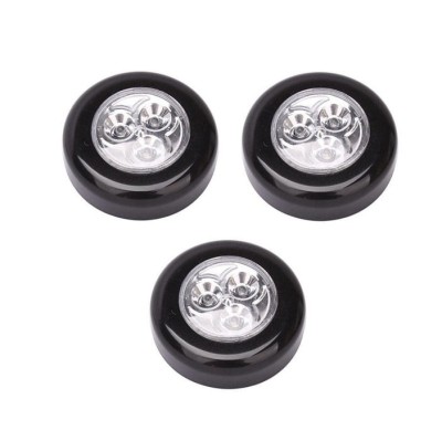 Set 3x Lampa universala autoadeziva cu 3 LED-uri, utilizare baterii de tip AAA - Negru foto