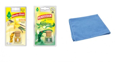 Mix 2 odorizante auto Wunder- Baum Bottle Vanilla - Apple si Laveta Microfibra foto