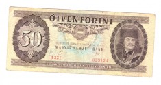 Bancnota Ungaria 50 forint/forinti 10 ianuarie 1989, circulati, stare relativ buna