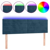 Cumpara ieftin Tablie de pat cu LED, albastru inchis, 144x5x78/88 cm, catifea