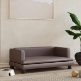 VidaXL Pat de c&acirc;ini, maro, 80x45x30 cm, piele ecologică