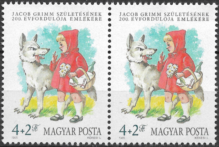 Ungaria - 1985 - Aniversarea lui Jacob Grimm - pereche - serie neuzată (T540)