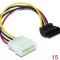 Cablu de alimentare SATA unghi 90 grade la Molex 4 pini, Delock 60101