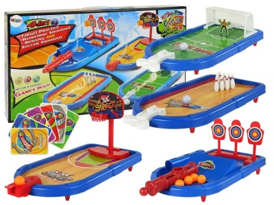Set de jocuri 4 in 1, pentru copii, baschet, fotbal, bowling si tinta, LeanToys, 9470 foto