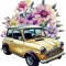 Sticker decorativ Mini Cars, Galben, 63 cm, 7736ST-5