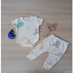 Set Body, Pantalon si jucarie de plus bumbac 0-12 luni