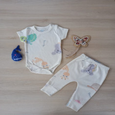 Set Body, Pantalon si jucarie de plus bumbac 0-12 luni