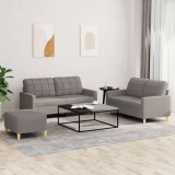 VidaXL Set de canapea cu perne, 3 piese, gri taupe, material textil