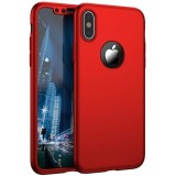 Husa GloMax FullBody Rosu pentru Apple iPhone XS cu folie de sticla inclusa