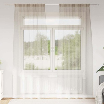 Perdele cu perdele 2 pcs Nisip 140 x 260 cm Poliester foto