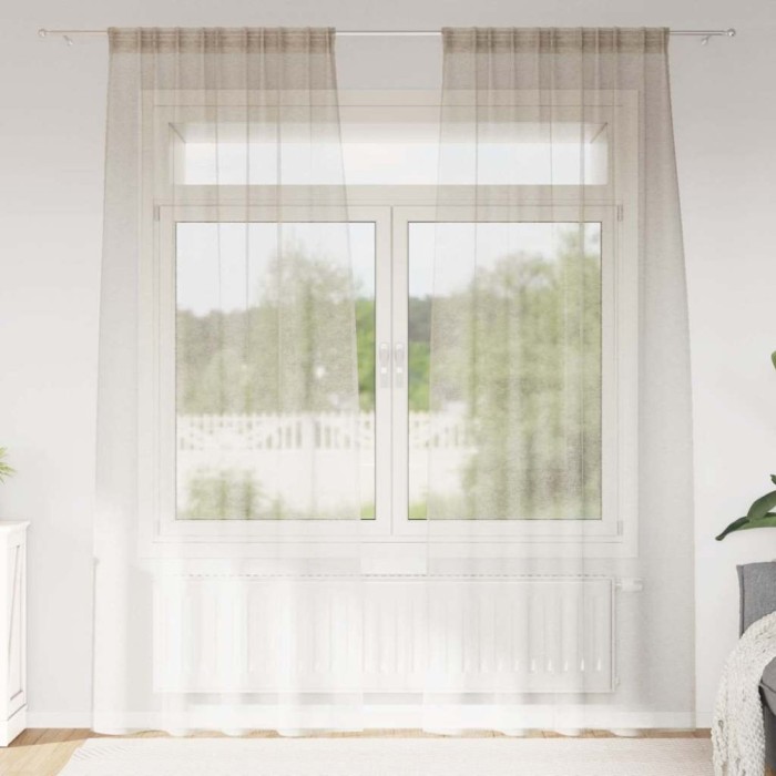 Perdele cu perdele 2 pcs Nisip 140 x 260 cm Poliester