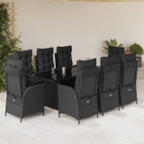 Gossi set mobilier de gradina cu perne, 9 piese, negru, poliratan
