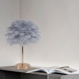 Veioza Decorativa Cu Pene, Gri , 48 Cm