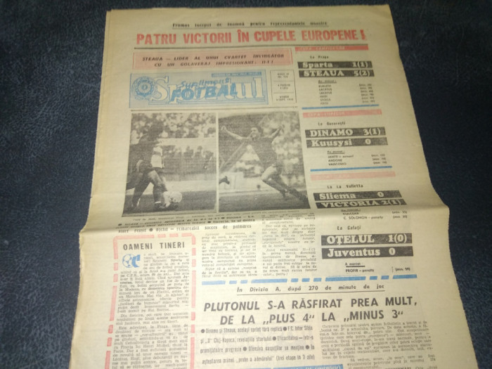 ZIARUL SPORTUL SUPLIMENT FOTBAL 9 SEPTEMBRIE 1988 STEAUA SPARTA