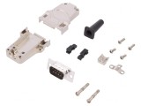 D-Sub 9 PIN Mufă Tată Neagră Kit Complet