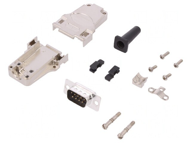D-Sub 9 PIN Mufă Tată Neagră Kit Complet