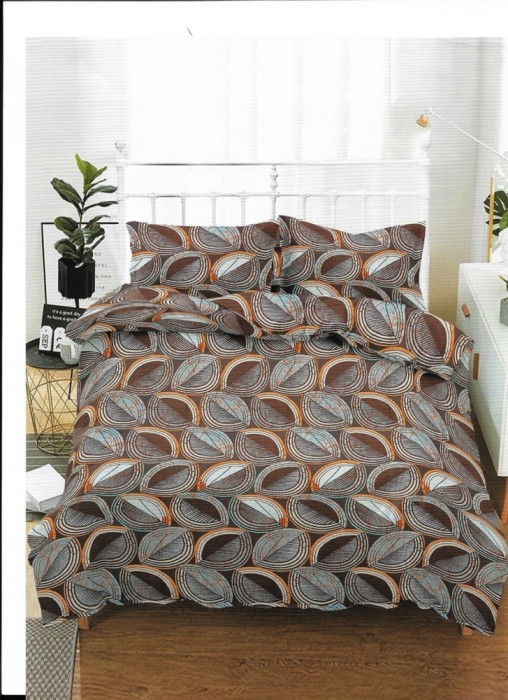 Lenjerie de pat pentru o persoana cu husa de perna dreptunghiulara, Nest, bumbac mercerizat, multicolor