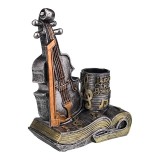 Suport pentru pixuri, design vioara, material rasina, decorativ, pentru birou,