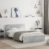 VidaXL Cadru de pat cu tăblie, gri beton, 135x190 cm 3207507