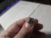 Inel Argint Vintage cu Granat Grosular &amp; Zirconii, 2.3g, Marime 18mm