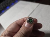 Inel vintage argint cu granat grosular si zirconii