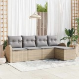 VidaXL Set de canapele pentru grădină cu pernă 5 pcs Bej, gri deschis
