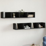 Set 2 Dulapuri de Perete vidaXL Negre 99x18x16.5 cm Lemn Compozit Rafturi Suspendate Living Depozitare Carti
