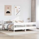 VidaXL Cadru de pat fără saltea, alb, 200x200 cm, lemn masiv pin